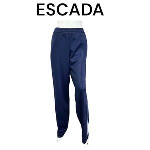 Escada Sport Navy Blue Side Sripe Straight Leg Athletic Sweatpants US 14 EUR 14